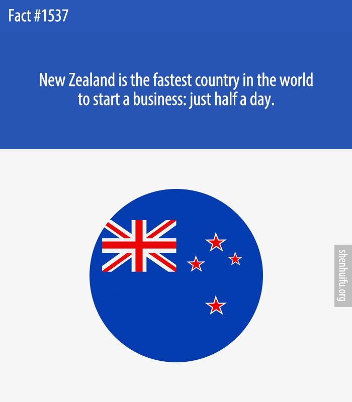New Zealand is the fastest country in the world to start a business: just half a day.