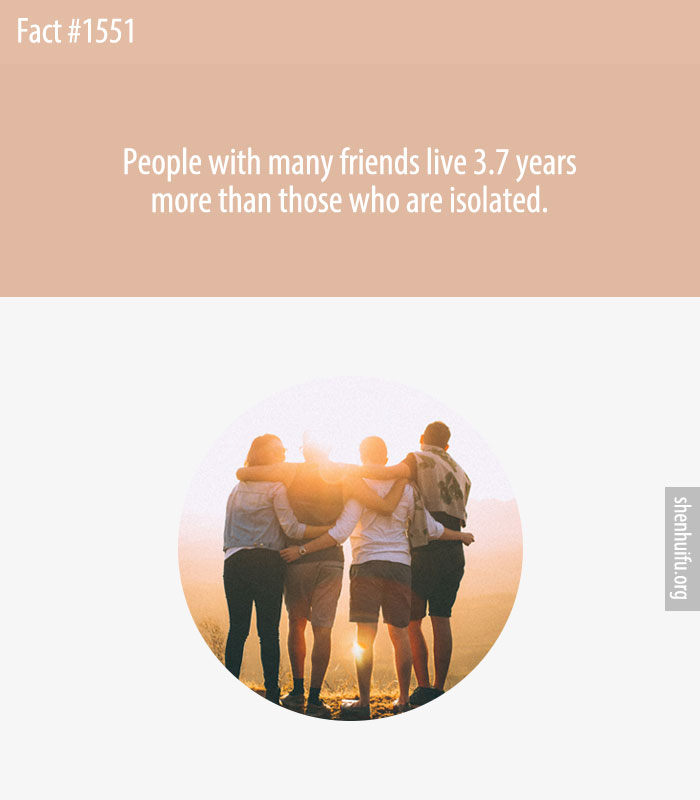 People with many friends live 3.7 years more than those who are isolated.
