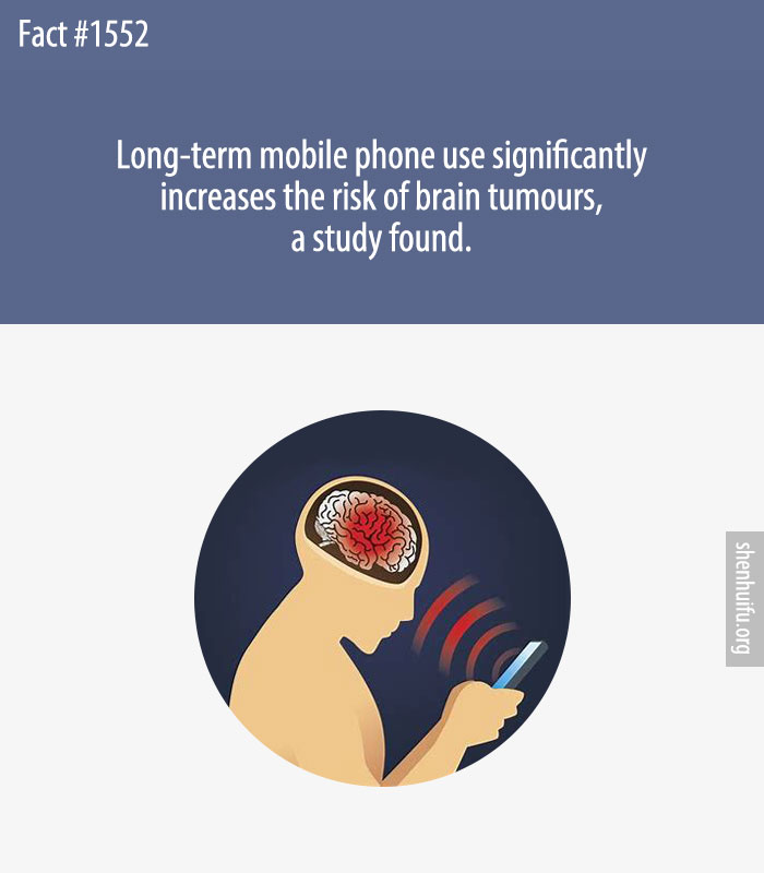 Long-term mobile phone use significantly increases the risk of brain tumours, a study found.
