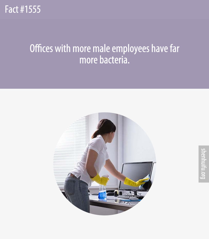 Offices with more male employees have far more bacteria.