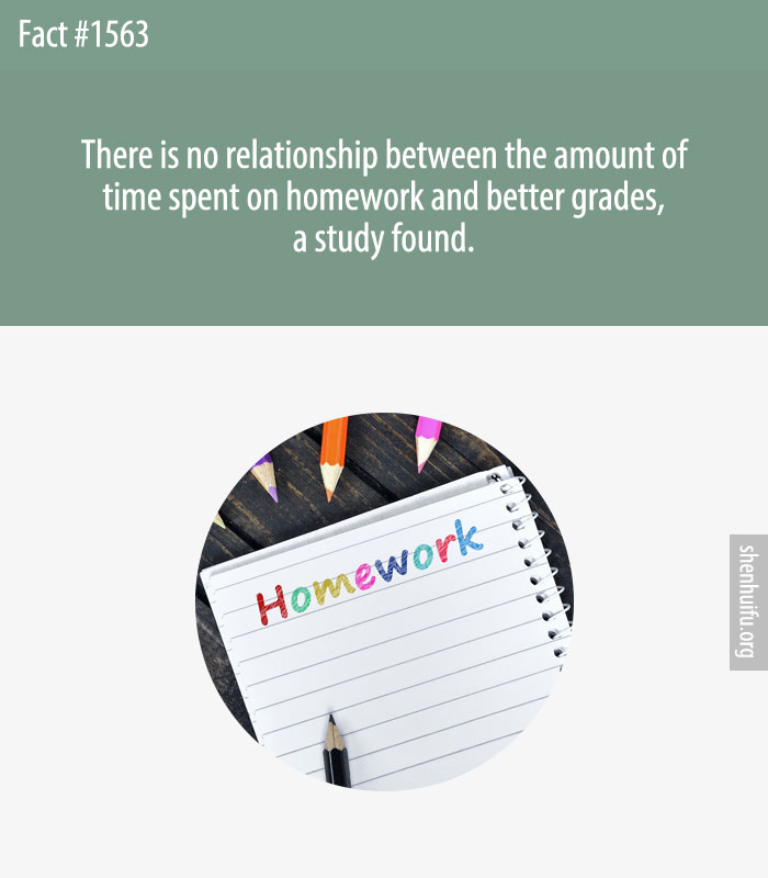 There is no relationship between the amount of time spent on homework and better grades, a study found.