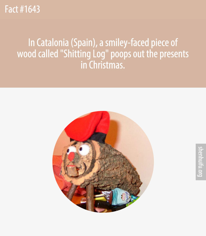 In Catalonia (Spain), a smiley-faced piece of wood called 'Shitting Log' poops out the presents in Christmas.