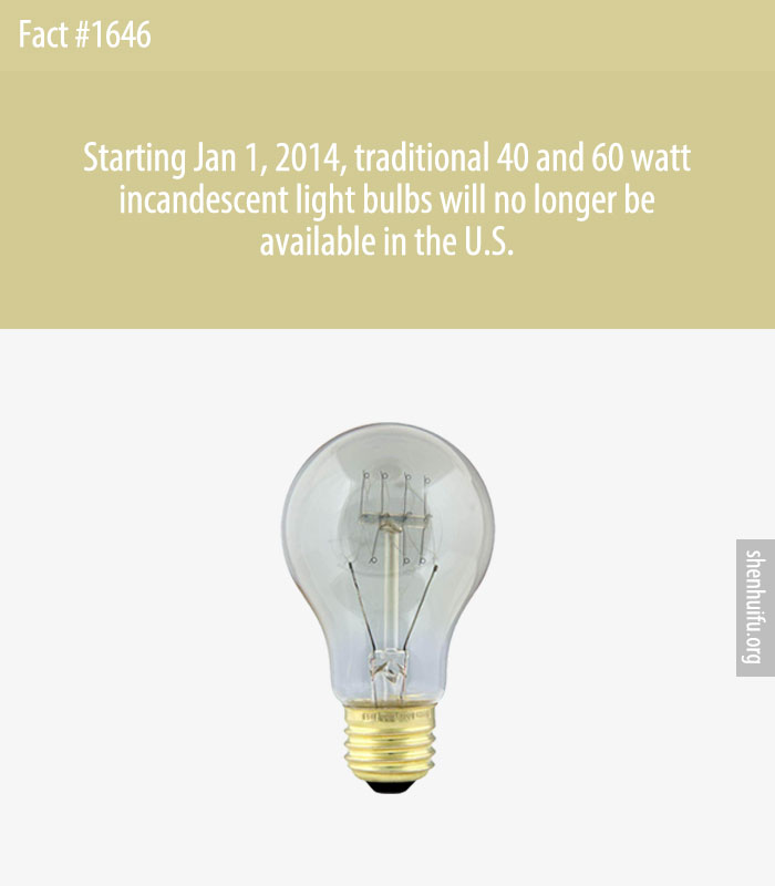 Starting Jan 1, 2014, traditional 40 and 60 watt incandescent light bulbs will no longer be available in the U.S.