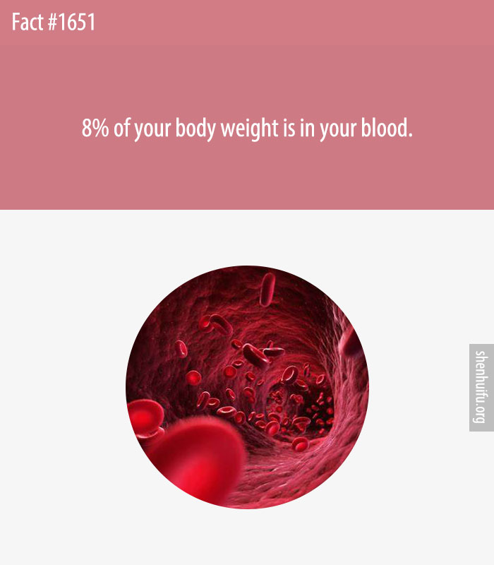 8% of your body weight is in your blood.