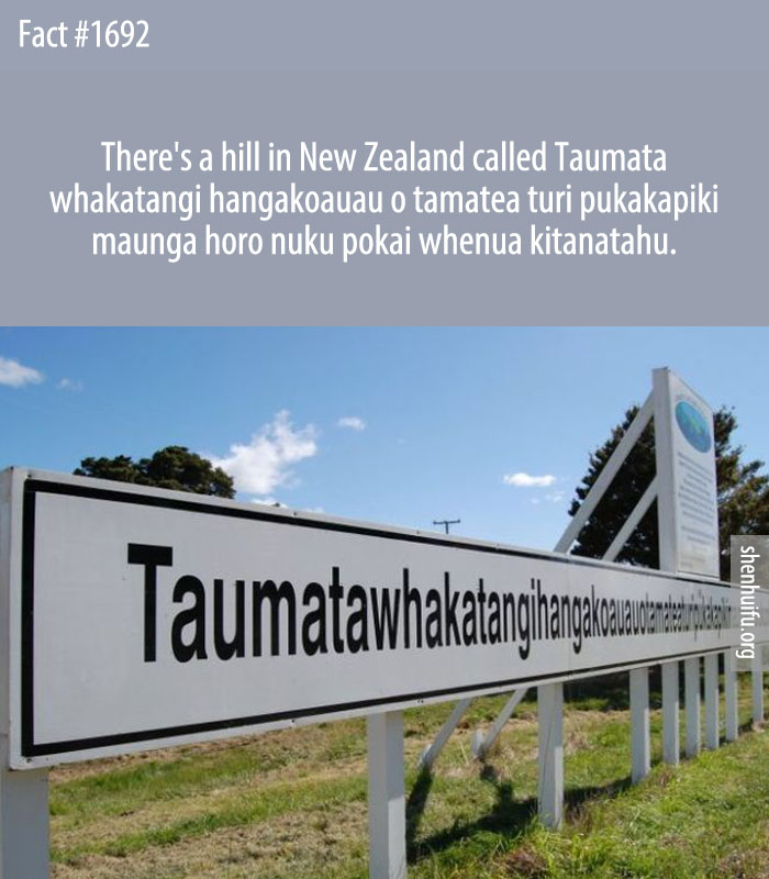 There's a hill in New Zealand called Taumata whakatangi hangakoauau o tamatea turi pukakapiki maunga horo nuku pokai whenua kitanatahu.