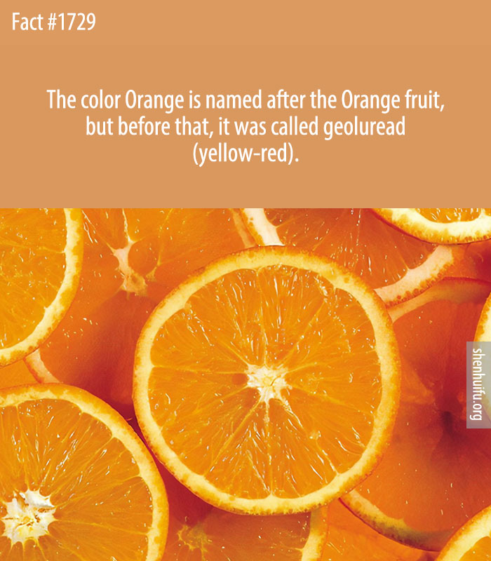 The color Orange is named after the Orange fruit, but before that, it was called geoluread (yellow-red).
