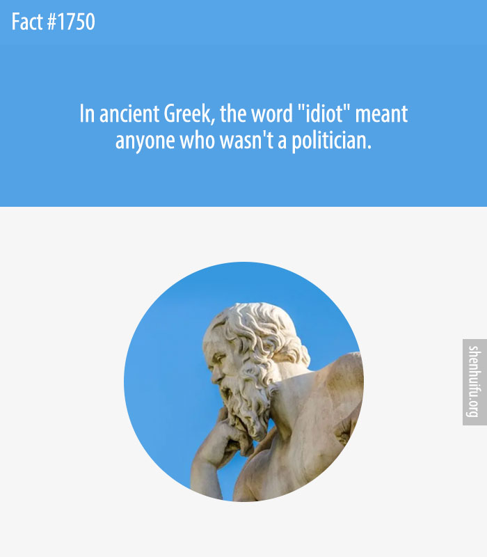 In ancient Greek, the word 'idiot' meant anyone who wasn't a politician.