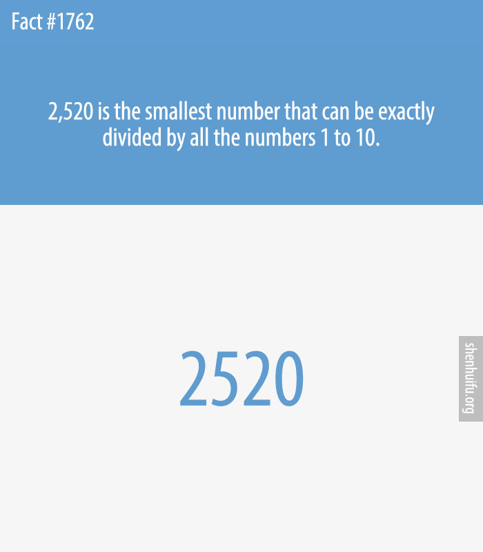 2,520 is the smallest number that can be exactly divided by all the numbers 1 to 10.