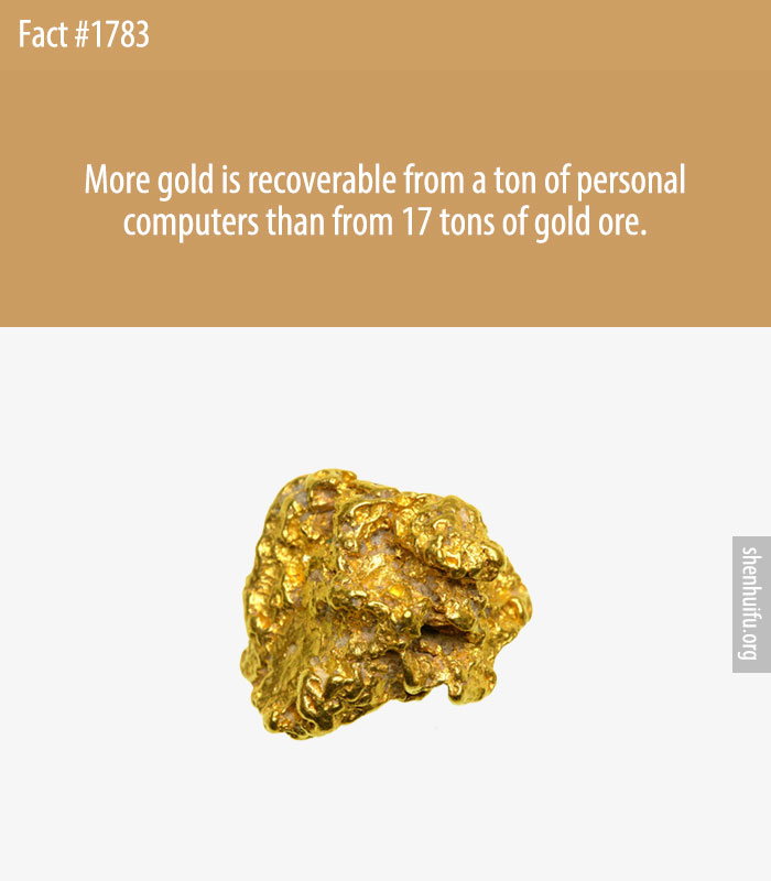 More gold is recoverable from a ton of personal computers than from 17 tons of gold ore.