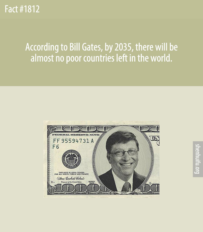 According to Bill Gates, by 2035, there will be almost no poor countries left in the world.