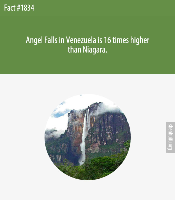 Angel Falls in Venezuela is 16 times higher than Niagara.