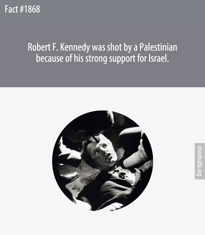 Robert F. Kennedy was shot by a Palestinian because of his strong support for Israel.