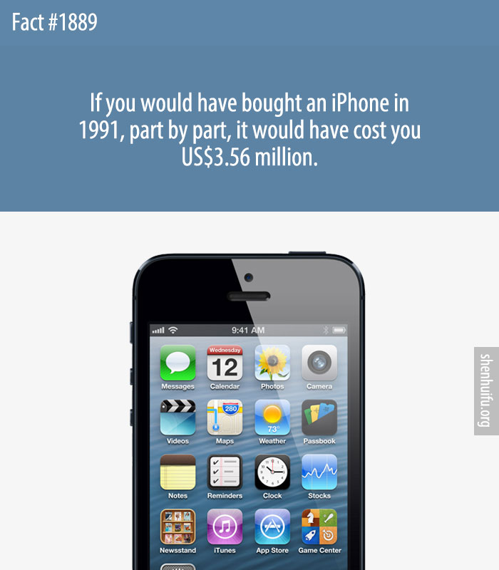 If you would have bought an iPhone in 1991, part by part, it would have cost you US$3.56 million.